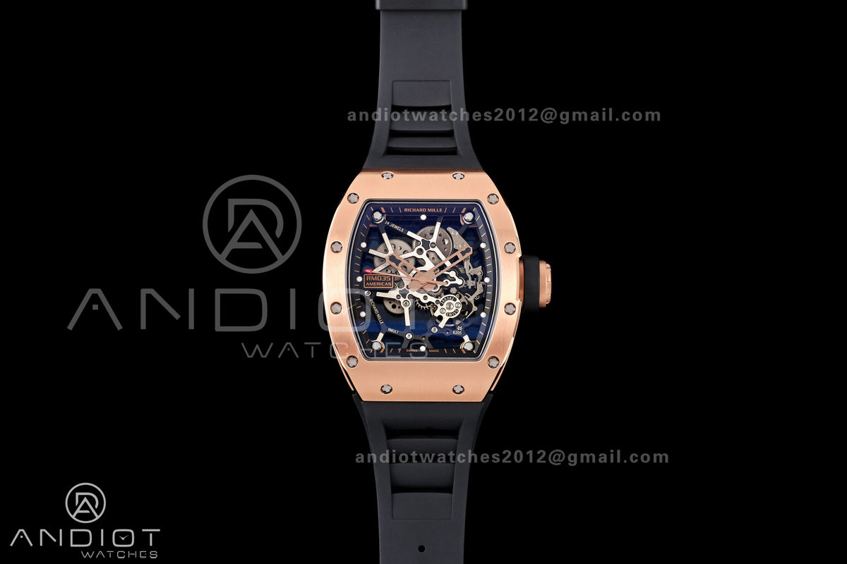 Mille Studio RM035 Americas RG Skeleton Dial on Black Rubber Strap RMUL1 Super Clone